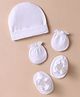 Ben Benny 100% Cotton Knit Solid Coloured Cap Mitten & Booties Set White - Diameter 9 cm