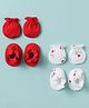 Ben Benny 100% Cotton Knit Mitten Booties With Text Print Pack Of 2 - Red & White