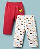 Ben Benny 100% Cotton Knit Full Length Leggings with Animal Print Pack of 2 - White & Red