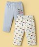 Ben Benny 100% Cotton Knit Full Length Leggings With Vehicles & Text Theme Print Pack Of 2 - White & Light Blue