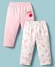 Ben Benny 100% Cotton Knit Full Length Leggings with Floral Print Pack of 2 - White & Pink