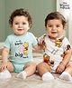Babyoye Disney Interlock Knit Half Sleeves Onsies with Winnie The Pooh Print Pack of 2 - White & Light Green