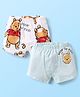 Babyoye Disney Cotton Knit Trunks with Winnie the Pooh Graphics Pack of 2 - Light Blue & White