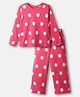Kookie Kids Knit Full Sleeves Co-Ord Night Suit With Polka Dot Print - Pink