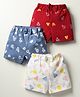 Teddy Sinker Knit Above Knee Length Shorts With Tropical Theme & Floral Print Pack Of 3 - Blue White & Maroon