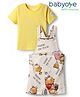 Babyoye Disney Single Jersey Knit Dungaree with Inner Tee & Winnie the Pooh Graphics - Yellow