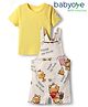 Babyoye Disney Single Jersey Knit Dungaree with Inner Tee & Winnie the Pooh Graphics - Yellow