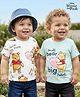 Babyoye Disney Single Jersey Knit Half Sleeves T-Shirts with Winnie the Pooh Graphics Pack of 2 - White & Sea Green