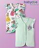 Babyoye Disney Interlock Knit Frill Sleeves Jhablas With Disney Princess Graphics Pack of 2 - White & Light Green