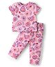Kookie Kids Single Jersey Knit Half Sleeves Night Suit With Heart Print - Pink