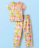 Kookie Kids Single Jersey Knit Half Sleeves Co-Ord Night Suit With Fruit Print - White