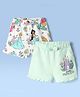 Babyoye Disney 100% Cotton Shorts With Disney Princess Graphic & Frills Detailing Pack Of 2 - Multicolour