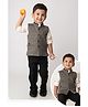 LITTLE COLLARS Jacquard Full Sleeves 3 Piece Abstract Printed Party Suit Set - Black