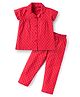 Kookie Kids Single Jersey Knit Half Sleeves Co-ord Night Suit With Polka Dots - Red