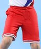 Pine Active Knit Knee Length Solid Color Shorts - Red