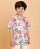 Tales & Stories Cotton Half Sleeves Sea Shells Printed Shirt - Grey