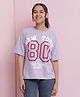 Lil Tomatoes Cotton Half Sleeves New York Text Printed Top - Lilac