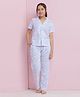 Lil Tomatoes Cotton Knit Half Sleeves Abstract Printed Coordinating Night Suit Set - Blue