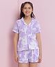 Lil Tomatoes Cotton Knit Half Sleeves Tie Dye Tee & Coordinating Shorts Set - Lilac