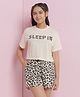 Lil Tomatoes Cotton Jersey Knit Half Sleeves Sleep In Text & Leopard Printed Night Suit Set - Cream