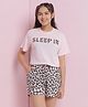 Lil Tomatoes Cotton Jersey Knit Half Sleeves Sleep In Text & Leopard Printed Night Suit Set - Pink