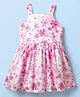 Kookie Kids Woven Sleeveless Frock With Floral Print - Pink & White