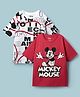 HoneyHap Disney Terry Knit Half Drop Shoulder Sleeves T-Shirts with Mickey Mouse Graphics Pack of 2 - Red & White