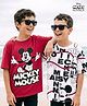HoneyHap Disney Terry Knit Half Drop Shoulder Sleeves T-Shirts with Mickey Mouse Graphics Pack of 2 - Red & White
