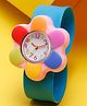 Stol'n Floral Designed Slap Stick Wrist Watch - Multi Colour & Blue