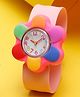 Stol'n Floral Designed Slap Stick Wrist Watch - Multi Colour & Pink