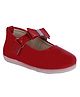 Chiu Bow Applique Detailed Mary Jane Ballerinas - Red