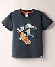 Teddy Sinker Knit Half Sleeves T-Shirt with Rust Ride Print - Navy Blue