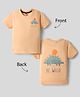 Teddy Sinker Knit Half Sleeves T-Shirt with Front & Back Dino Print - Orange