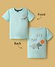 Teddy Sinker Knit Half Sleeves T-Shirt with Front & Back Dino Print - Aqua Blue