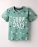 Teddy Sinker Knit Half Sleeves T-Shirt with Beach Theme Print - Mint