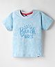Teddy Sinker Knit Half Sleeves T-Shirt with Beach Theme Print - Light Blue