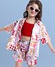 Ollington St.Woven Floral Printed Half Sleeves  Shrug & Shorts Set with Inner Top - Multicolour