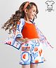 Ollington St.Woven Tree Printed Half Sleeves Shrug & Shorts Set with Inner Top - Multicolour