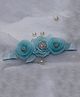 BABY Charm Stones Embellished Floral Applique Detailed Headband - Sky Blue