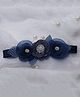 BABY Charm Stones Embellished Floral Applique Detailed Headband - Navy Blue