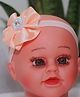 BABY Charm Satin Floral Applique Detailed & Pearls Embellished Headband - Peach