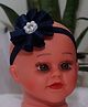BABY Charm Satin Floral Applique Detailed & Pearls Embellished Headband - Navy Blue