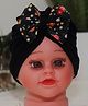 BABY Charm Cotton Floral Designed Bow Applique Detailed Ear Warmer Turban - Black- 1 to 10 Years