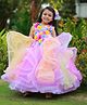 Li&Li BOUTIQUE Net Sleeveless Hand Crafted Floral Applique Detailed Pearls Embellished Gown - Light Lavender & Multi Colour