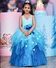 Li&Li BOUTIQUE Net Sleeveless Handcrafted Floral Applique Detailed Gown - Baby Blue & Sea Blue