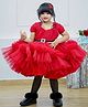 Li&Li BOUTIQUE Net Half Sleeves Ruffle Detailed Layered Dress - Candy Red