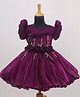 Li&Li BOUTIQUE Tissue Jimmychu Puff Sleeves Floral Applique Detailed Gown - Plum Purple