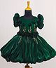 Li&Li BOUTIQUE Half Puffed Sleeves Floral Applique Detailed Stones Embellished Gown - Dark Forest Green