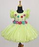 Li&Li BOUTIQUE Half Puffed Sleeves Floral Applique Detailed Stones Embellished Gown - Light Pear Green