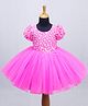 Li&Li BOUTIQUE Half Puffed Sleeves Floral Applique Detailed Pearls Embellished Dress - Creamy Pink